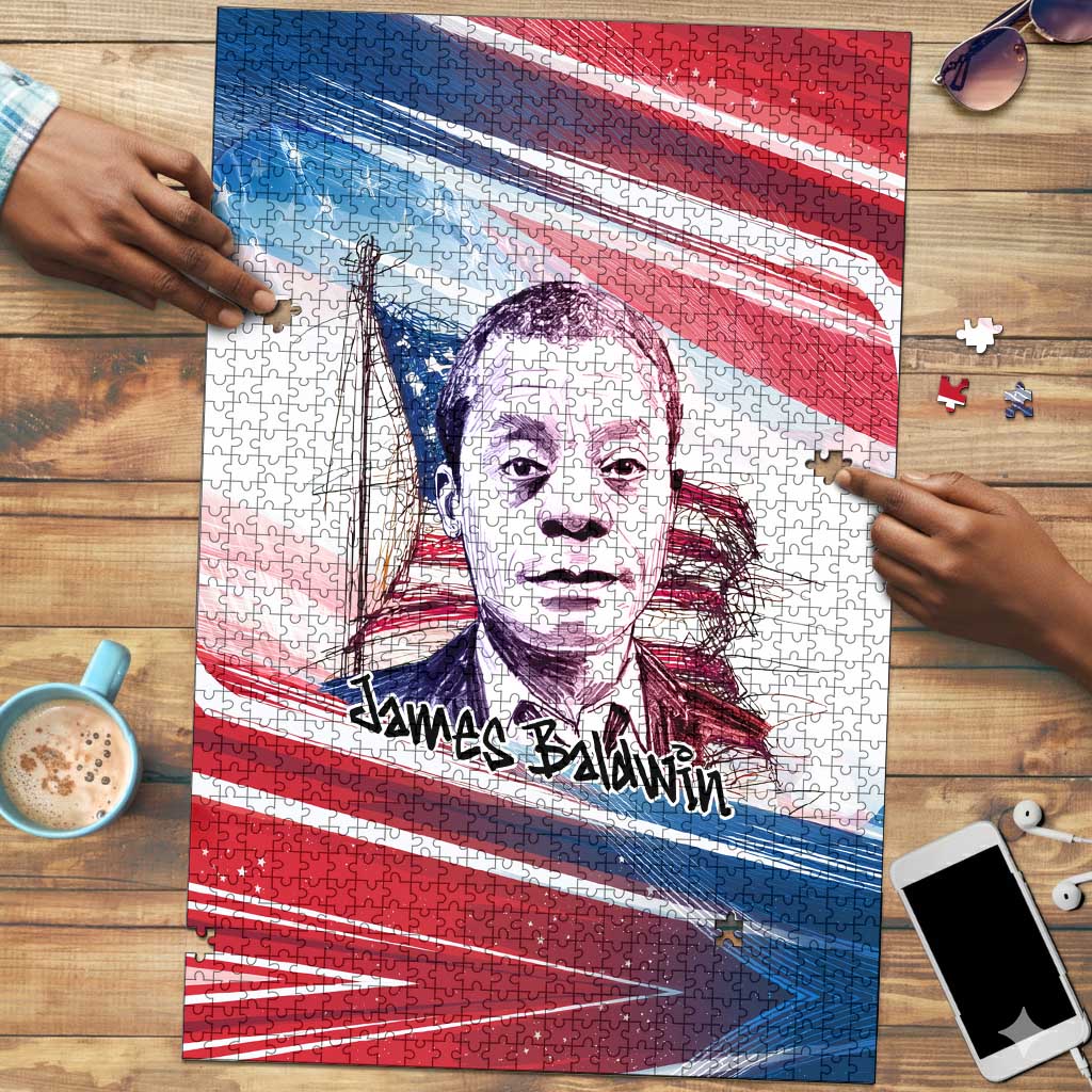 James Baldwin Puzzle Artistic Portrait Quote on Love and Awareness Civil Rights Tribute - African Pride
