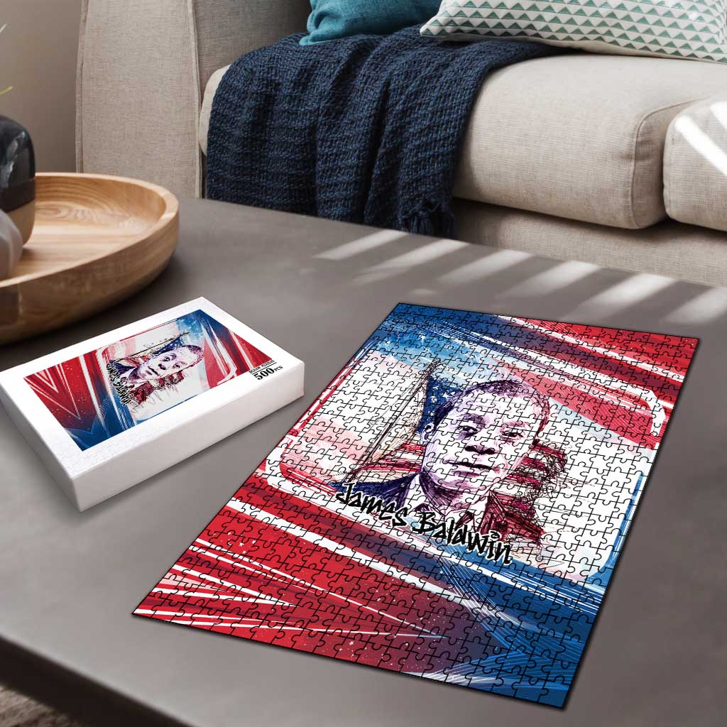 James Baldwin Puzzle Artistic Portrait Quote on Love and Awareness Civil Rights Tribute - African Pride
