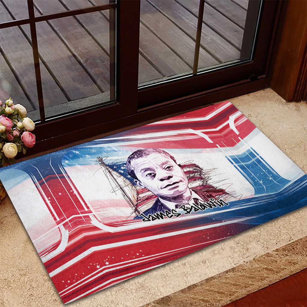 James Baldwin Rubber Doormat Artistic Portrait Quote on Love and Awareness Civil Rights Tribute - African Pride