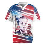 James Baldwin Rugby Jersey Artistic Portrait Quote on Love and Awareness Civil Rights Tribute TS04