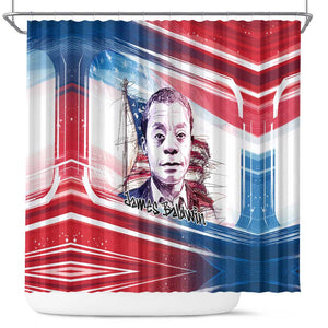 James Baldwin Shower Curtain Artistic Portrait Quote on Love and Awareness Civil Rights Tribute - African Pride