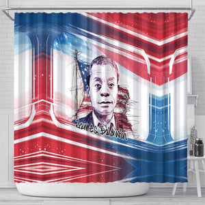 James Baldwin Shower Curtain Artistic Portrait Quote on Love and Awareness Civil Rights Tribute - African Pride
