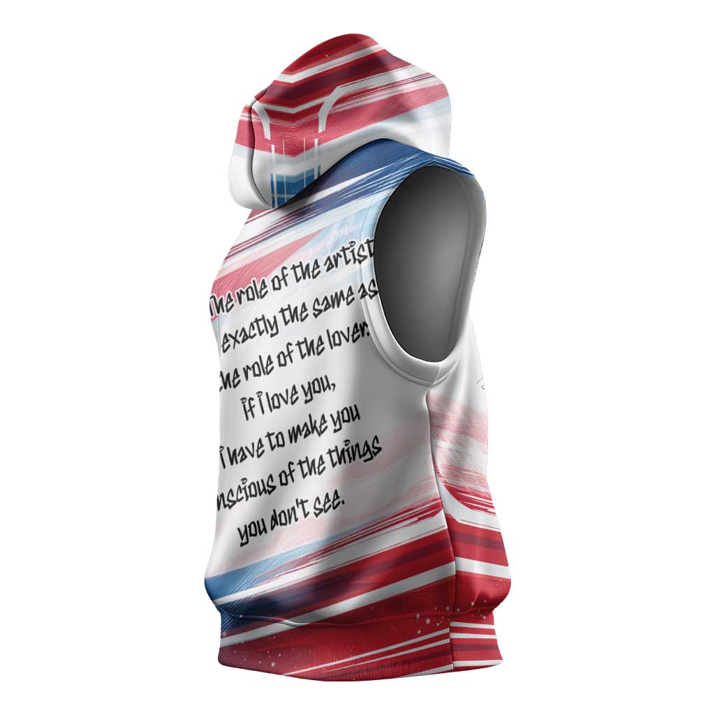 James Baldwin Sleeveless Hoodie Artistic Portrait Quote on Love and Awareness Civil Rights Tribute - African Pride