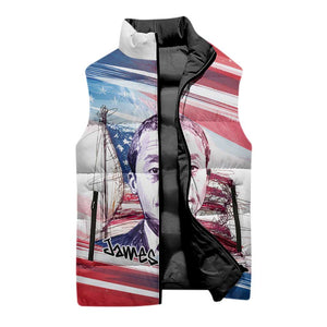 James Baldwin Sleeveless Puffer Jacket Artistic Portrait Quote on Love and Awareness Civil Rights Tribute - African Pride
