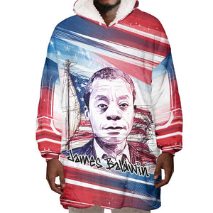 James Baldwin Wearable Blanket Hoodie Artistic Portrait Quote on Love and Awareness Civil Rights Tribute - African Pride