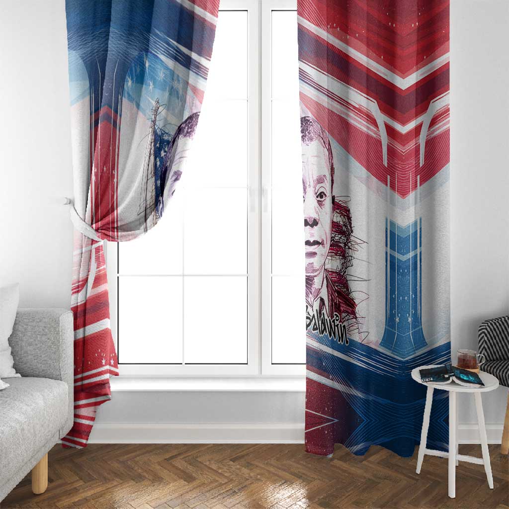 James Baldwin Window Curtain Artistic Portrait Quote on Love and Awareness Civil Rights Tribute - African Pride