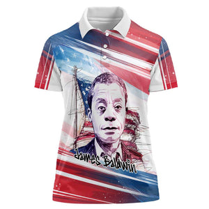 James Baldwin Women Polo Shirt Artistic Portrait Quote on Love and Awareness Civil Rights Tribute TS04