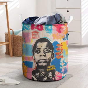 James Baldwin Laundry Basket Colorful Graffiti Style Portrait The Fire Next Time Text Bold Civil Rights Tribute - African Pride
