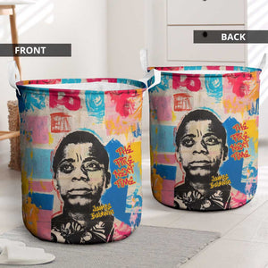 James Baldwin Laundry Basket Colorful Graffiti Style Portrait The Fire Next Time Text Bold Civil Rights Tribute - African Pride