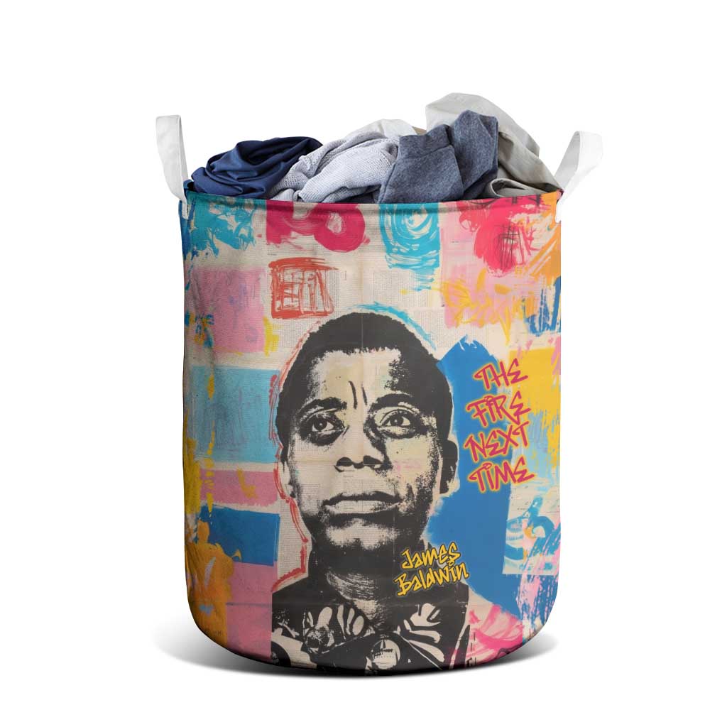 James Baldwin Laundry Basket Colorful Graffiti Style Portrait The Fire Next Time Text Bold Civil Rights Tribute - African Pride