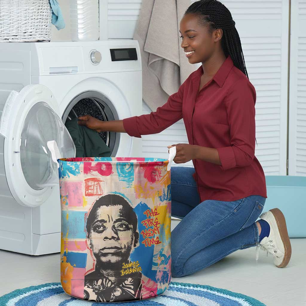 James Baldwin Laundry Basket Colorful Graffiti Style Portrait The Fire Next Time Text Bold Civil Rights Tribute - African Pride