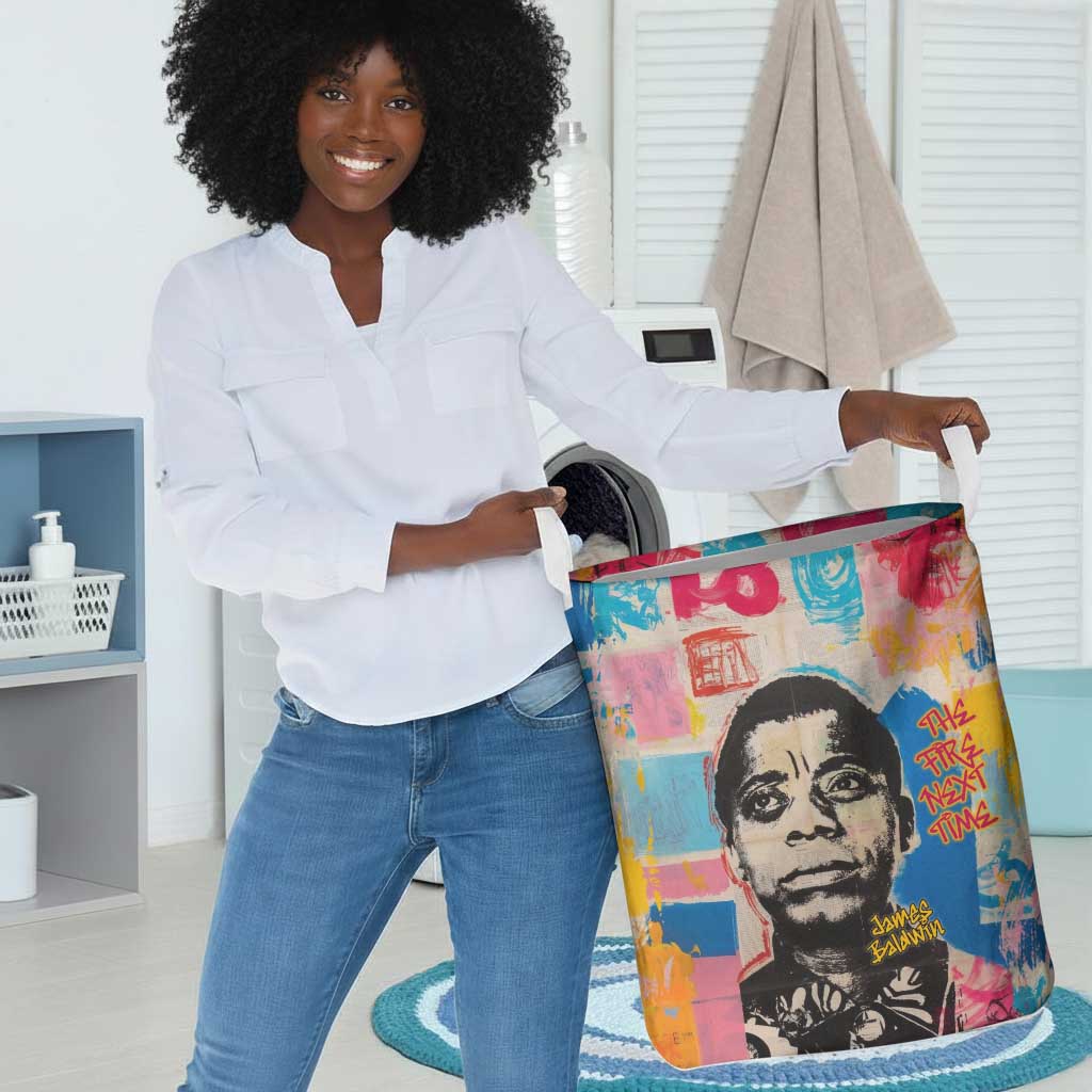 James Baldwin Laundry Basket Colorful Graffiti Style Portrait The Fire Next Time Text Bold Civil Rights Tribute - African Pride