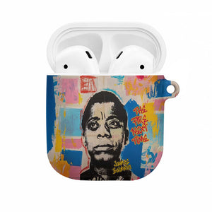 James Baldwin AirPods Case Colorful Graffiti Style Portrait The Fire Next Time Text Bold Civil Rights Tribute - African Pride