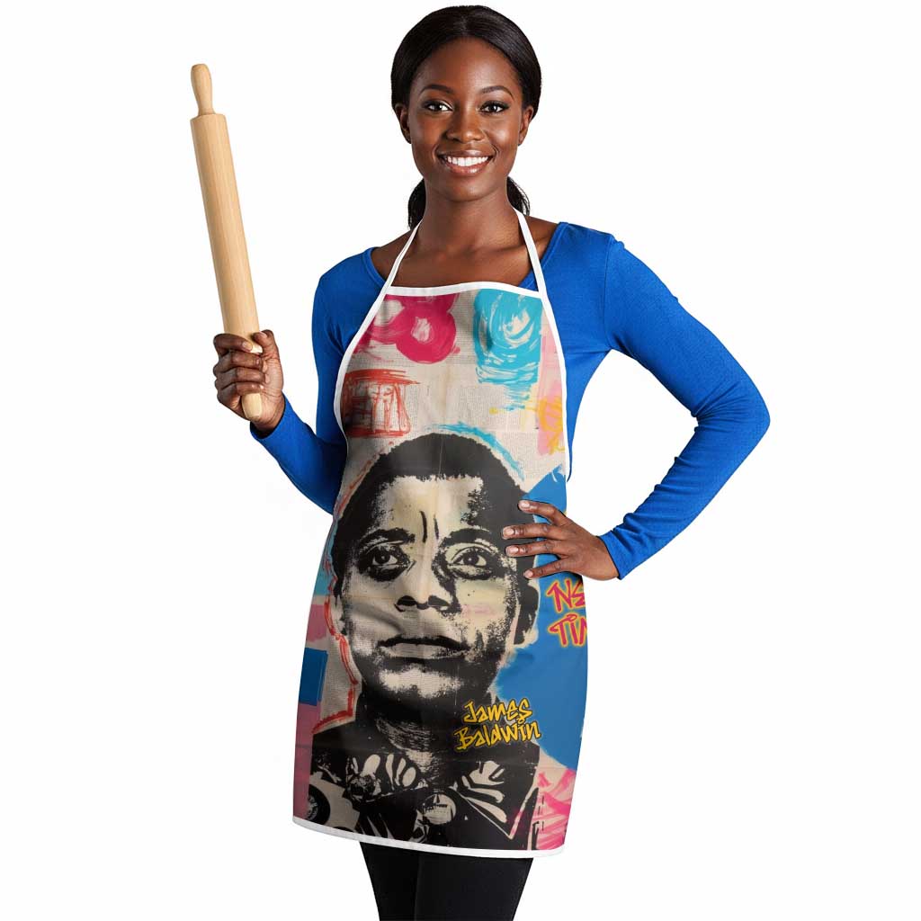James Baldwin Apron Colorful Graffiti Style Portrait The Fire Next Time Text Bold Civil Rights Tribute - African Pride