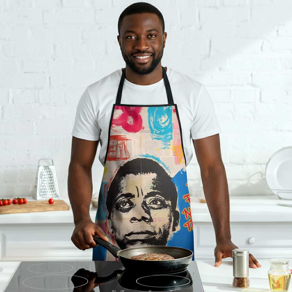 James Baldwin Apron Colorful Graffiti Style Portrait The Fire Next Time Text Bold Civil Rights Tribute - African Pride