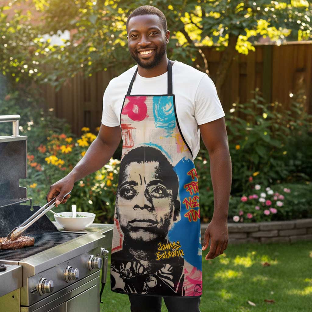 James Baldwin Apron Colorful Graffiti Style Portrait The Fire Next Time Text Bold Civil Rights Tribute - African Pride