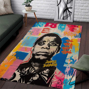James Baldwin Area Rug Colorful Graffiti Style Portrait The Fire Next Time Text Bold Civil Rights Tribute - African Pride