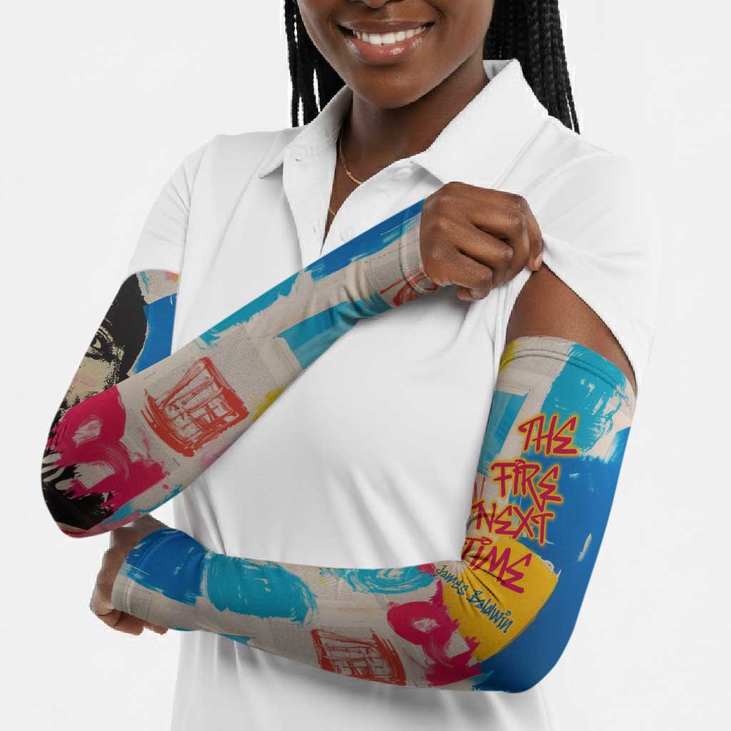 James Baldwin Arm Sleeves Colorful Graffiti Style Portrait The Fire Next Time Text Bold Civil Rights Tribute - African Pride
