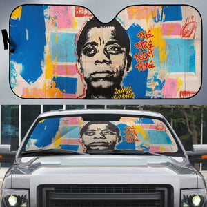 James Baldwin Auto Sun Shade Colorful Graffiti Style Portrait The Fire Next Time Text Bold Civil Rights Tribute - African Pride