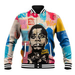 James Baldwin Baseball Jacket Colorful Graffiti Style Portrait The Fire Next Time Text Bold Civil Rights Tribute - African Pride