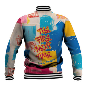 James Baldwin Baseball Jacket Colorful Graffiti Style Portrait The Fire Next Time Text Bold Civil Rights Tribute - African Pride