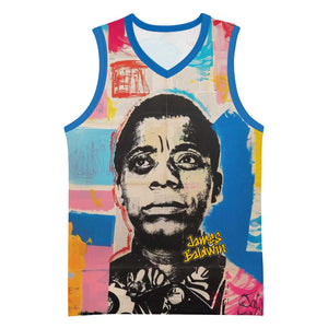 James Baldwin Basketball Jersey Colorful Graffiti Style Portrait The Fire Next Time Text Bold Civil Rights Tribute - African Pride
