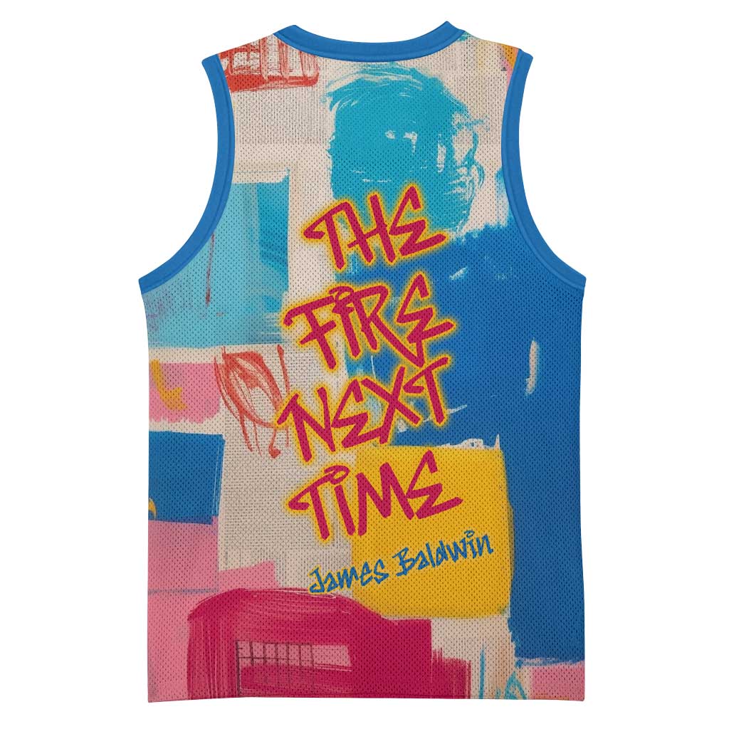 James Baldwin Basketball Jersey Colorful Graffiti Style Portrait The Fire Next Time Text Bold Civil Rights Tribute - African Pride