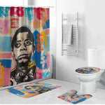 James Baldwin Bathroom Set Colorful Graffiti Style Portrait The Fire Next Time Text Bold Civil Rights Tribute - African Pride