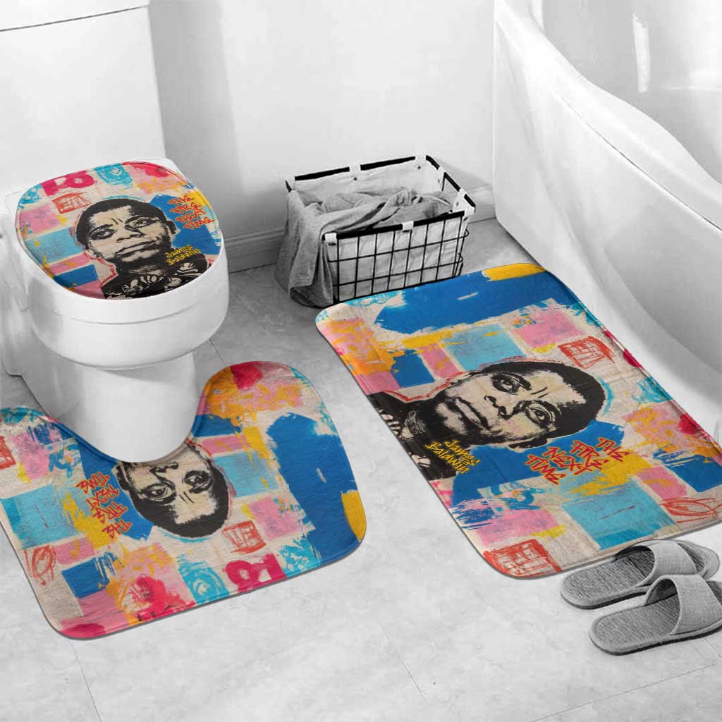 James Baldwin Bathroom Set Colorful Graffiti Style Portrait The Fire Next Time Text Bold Civil Rights Tribute - African Pride