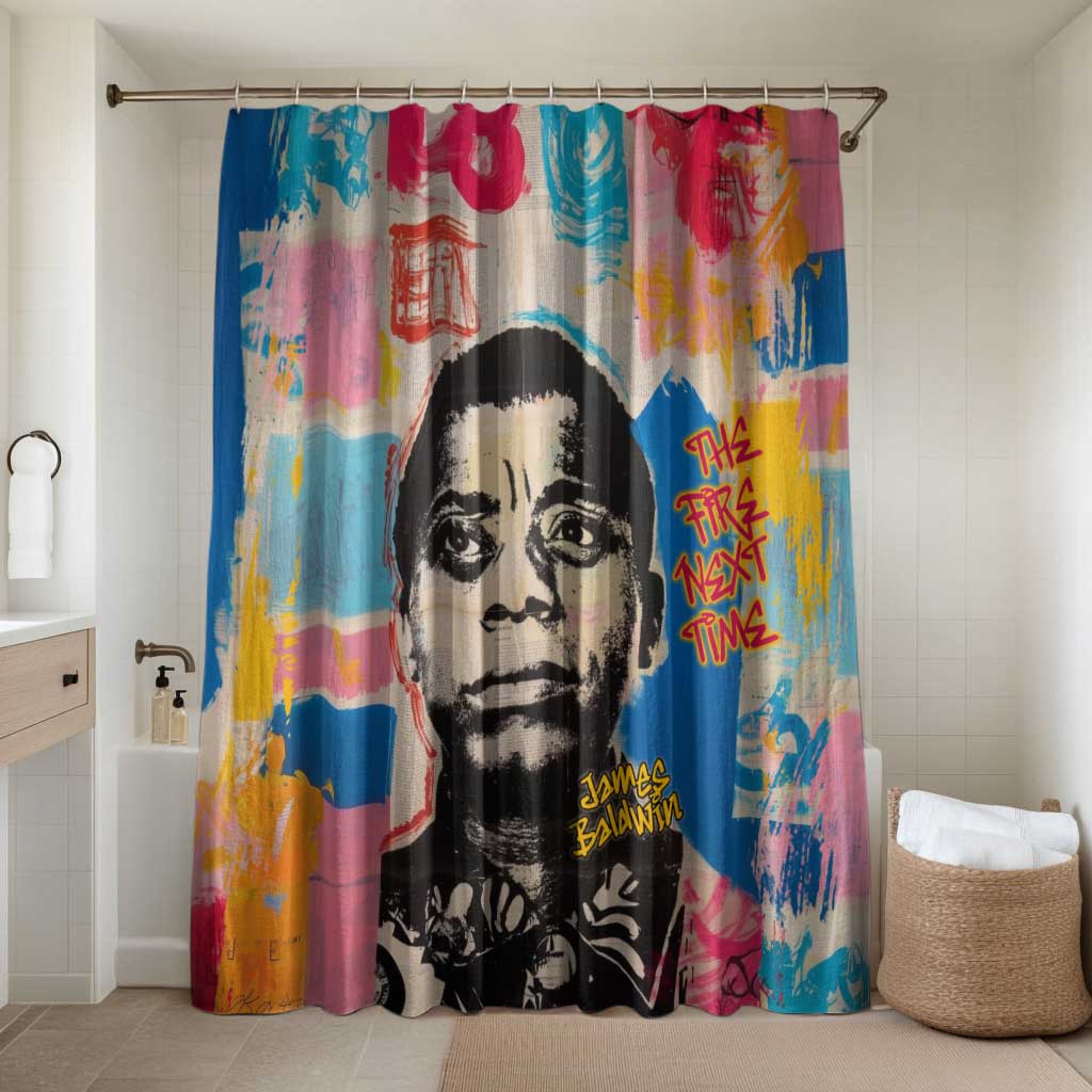 James Baldwin Bathroom Set Colorful Graffiti Style Portrait The Fire Next Time Text Bold Civil Rights Tribute - African Pride