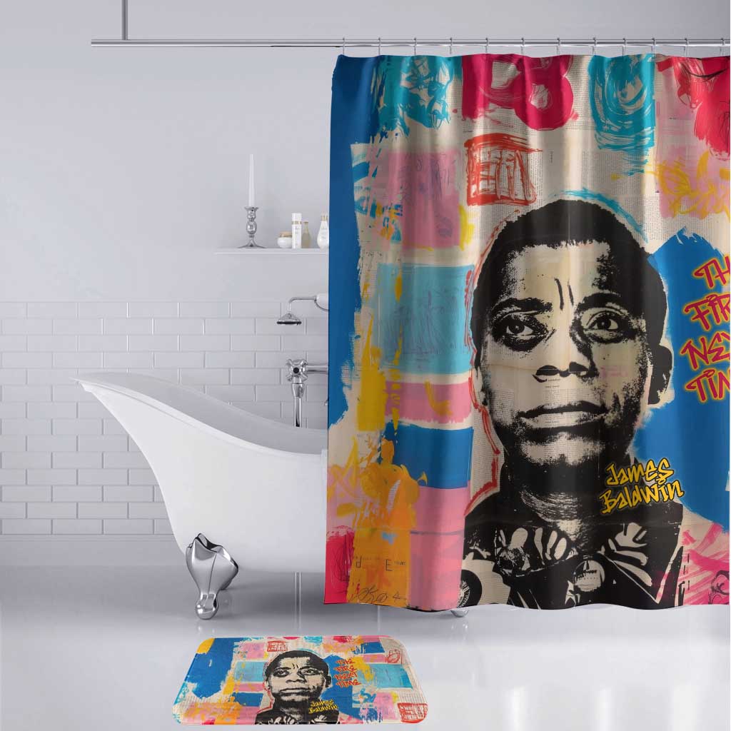 James Baldwin Bathroom Set Colorful Graffiti Style Portrait The Fire Next Time Text Bold Civil Rights Tribute - African Pride