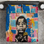 James Baldwin Bedding Set Colorful Graffiti Style Portrait The Fire Next Time Text Bold Civil Rights Tribute - African Pride
