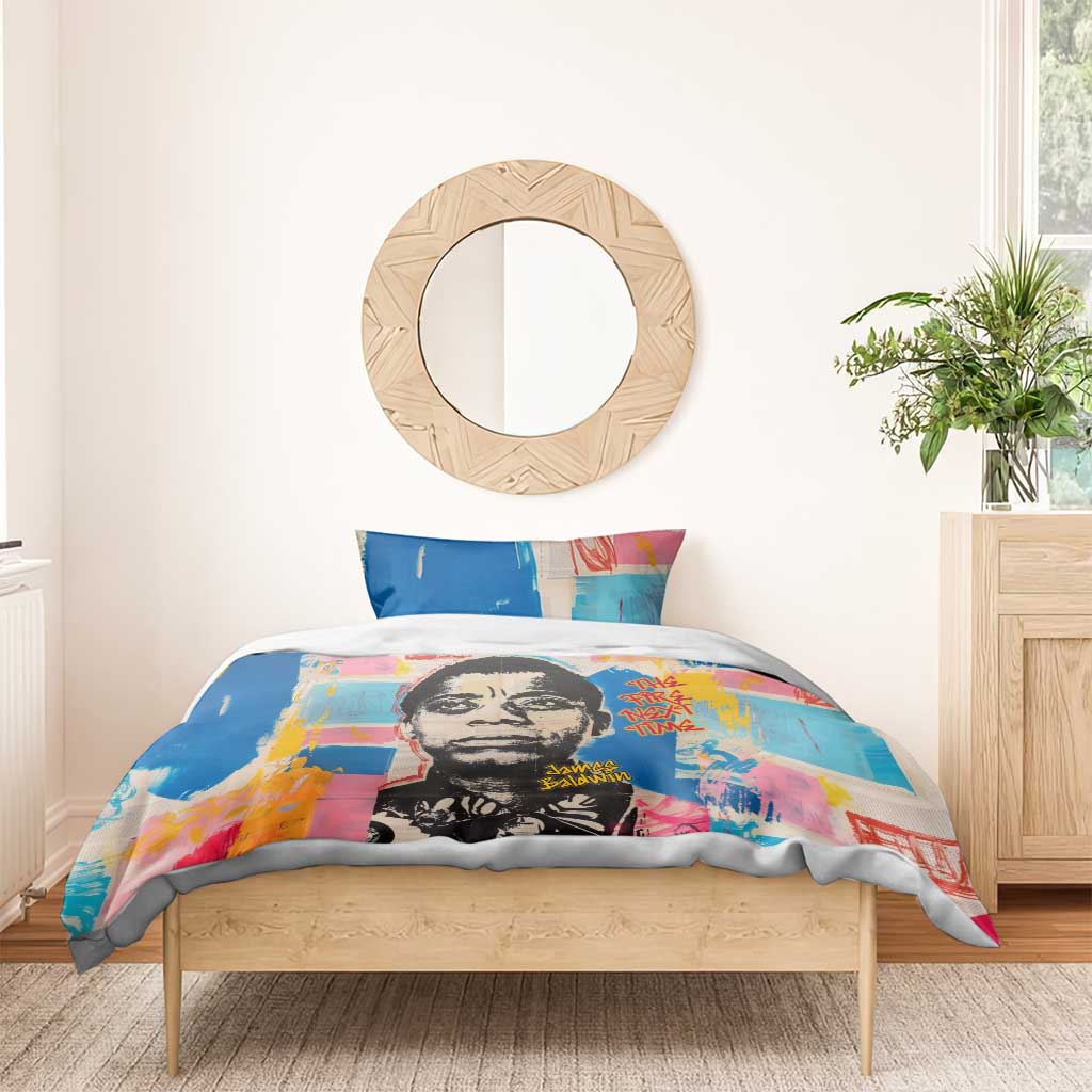 James Baldwin Bedding Set Colorful Graffiti Style Portrait The Fire Next Time Text Bold Civil Rights Tribute - African Pride