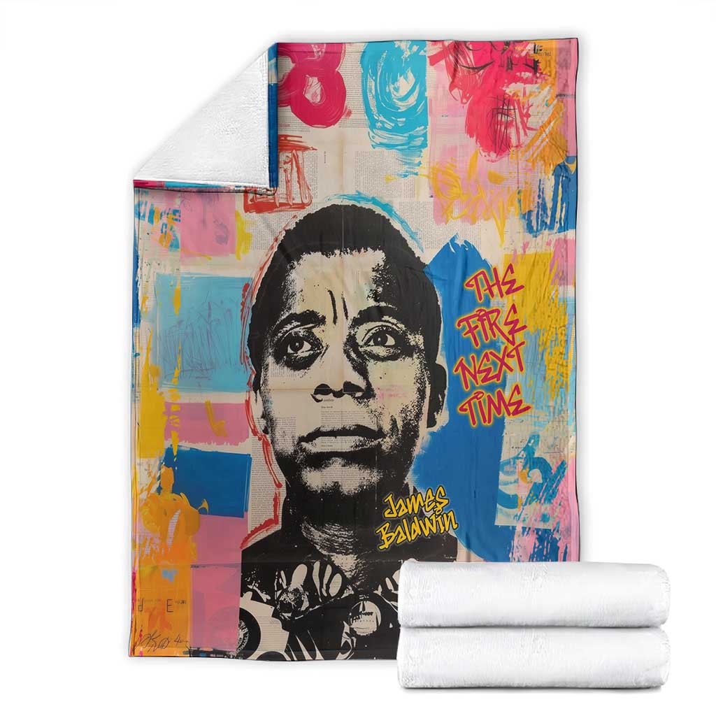James Baldwin Blanket Colorful Graffiti Style Portrait The Fire Next Time Text Bold Civil Rights Tribute - African Pride