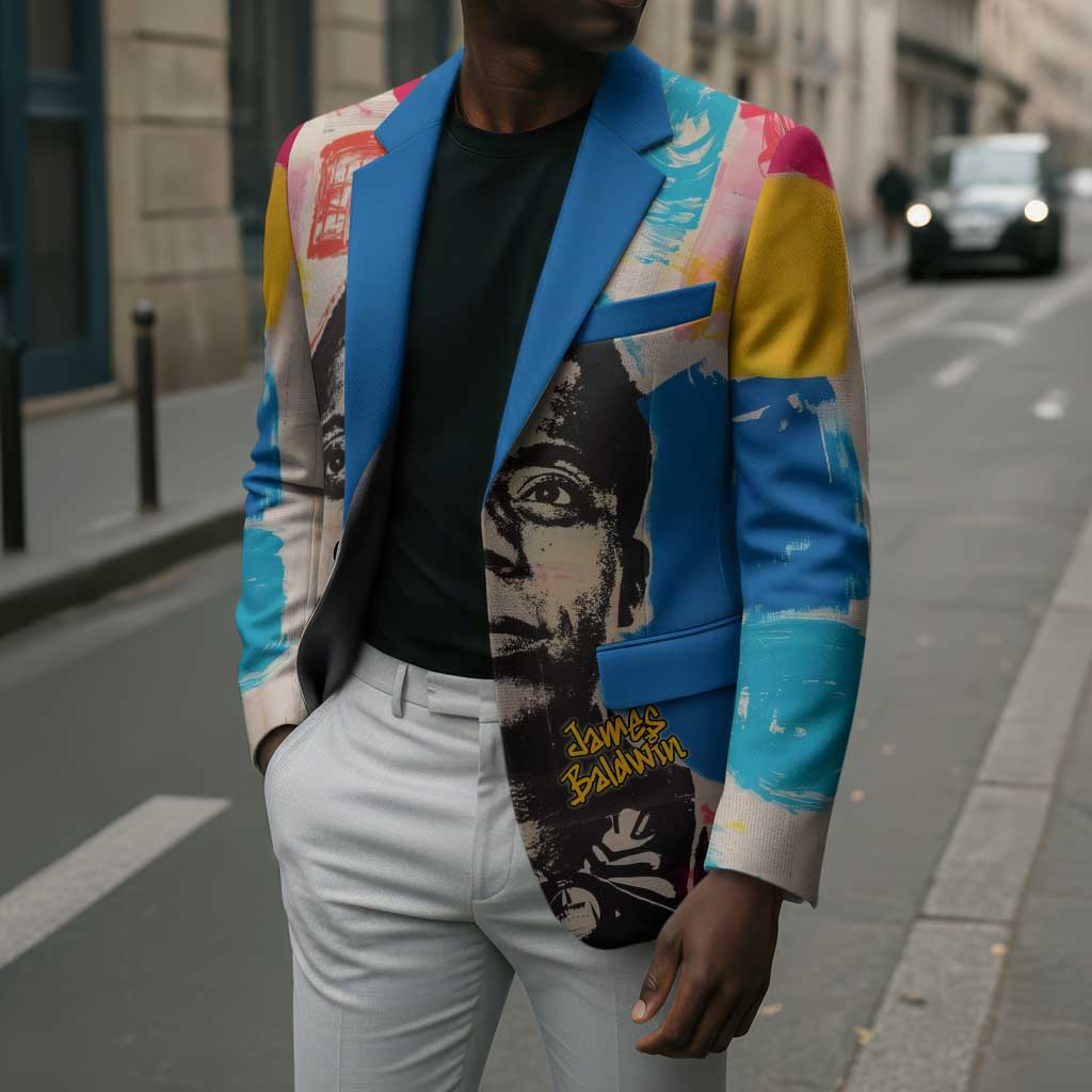 James Baldwin Blazer Colorful Graffiti Style Portrait The Fire Next Time Text Bold Civil Rights Tribute - African Pride