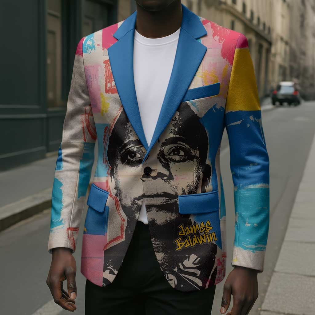 James Baldwin Blazer Colorful Graffiti Style Portrait The Fire Next Time Text Bold Civil Rights Tribute - African Pride