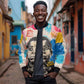 James Baldwin Bomber Jacket Colorful Graffiti Style Portrait The Fire Next Time Text Bold Civil Rights Tribute - African Pride