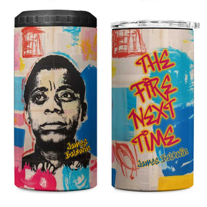 James Baldwin 4 in 1 Can Cooler Tumbler Colorful Graffiti Style Portrait The Fire Next Time Text Bold Civil Rights Tribute - African Pride