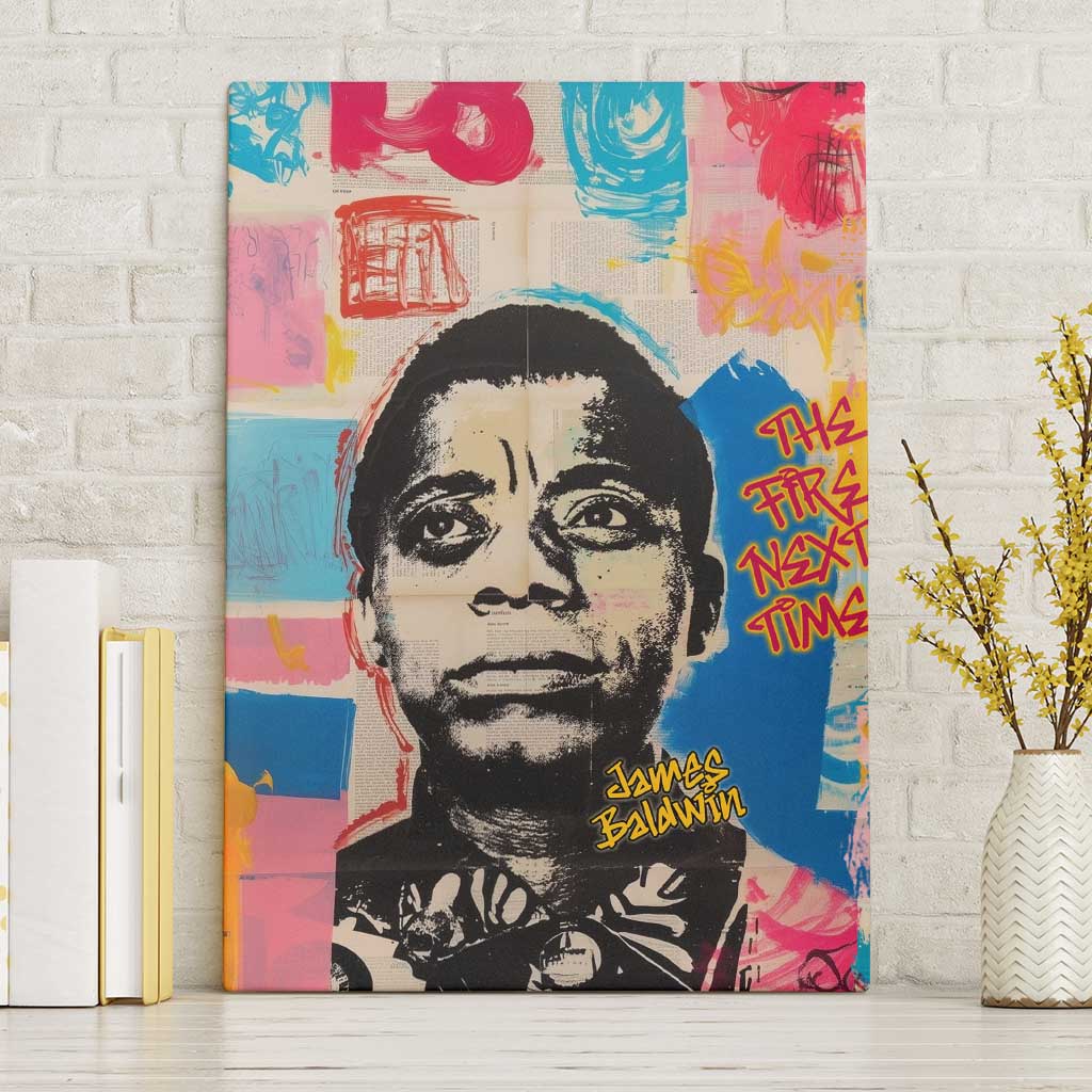 James Baldwin Canvas Wall Art Colorful Graffiti Style Portrait The Fire Next Time Text Bold Civil Rights Tribute - African Pride