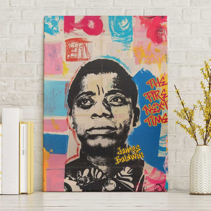 James Baldwin Canvas Wall Art Colorful Graffiti Style Portrait The Fire Next Time Text Bold Civil Rights Tribute - African Pride