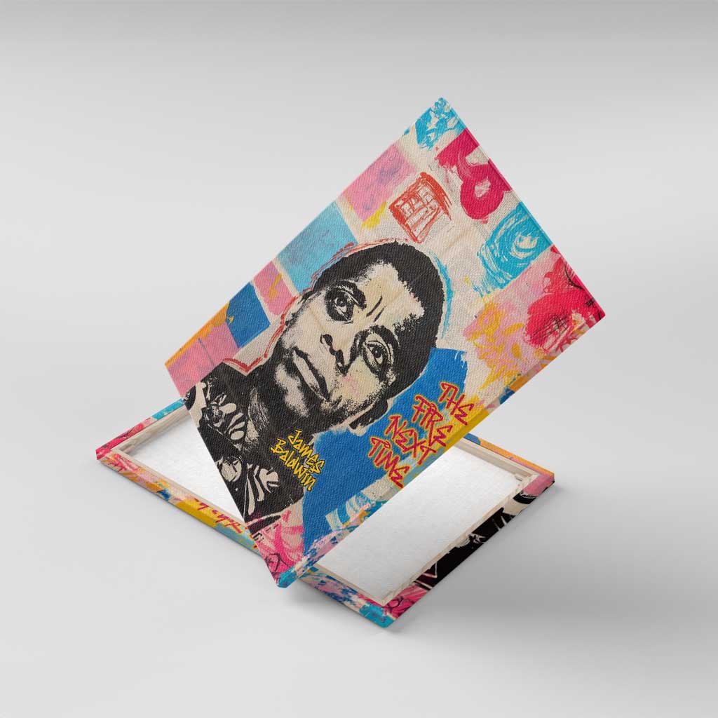 James Baldwin Canvas Wall Art Colorful Graffiti Style Portrait The Fire Next Time Text Bold Civil Rights Tribute - African Pride
