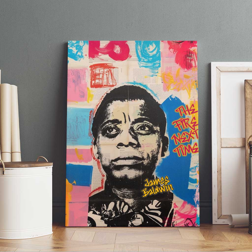 James Baldwin Canvas Wall Art Colorful Graffiti Style Portrait The Fire Next Time Text Bold Civil Rights Tribute - African Pride