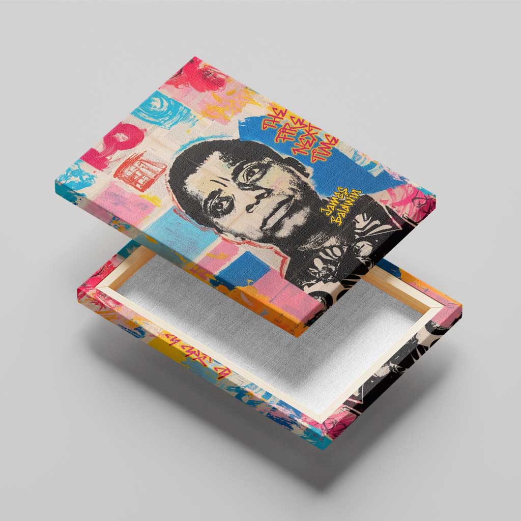 James Baldwin Canvas Wall Art Colorful Graffiti Style Portrait The Fire Next Time Text Bold Civil Rights Tribute - African Pride