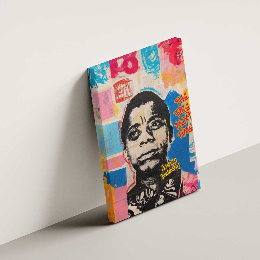 James Baldwin Canvas Wall Art Colorful Graffiti Style Portrait The Fire Next Time Text Bold Civil Rights Tribute - African Pride