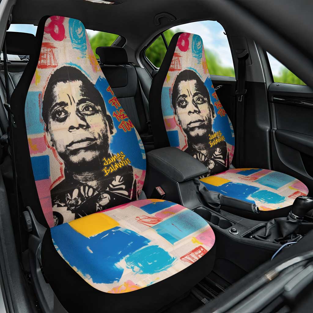 James Baldwin Car Seat Cover Colorful Graffiti Style Portrait The Fire Next Time Text Bold Civil Rights Tribute - African Pride