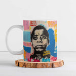 James Baldwin Ceramic Mug Colorful Graffiti Style Portrait The Fire Next Time Text Bold Civil Rights Tribute - African Pride