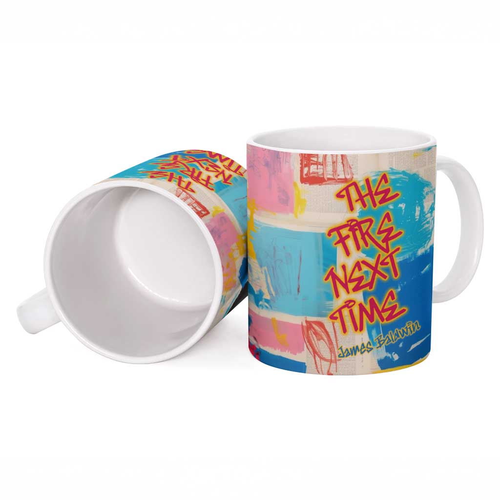 James Baldwin Ceramic Mug Colorful Graffiti Style Portrait The Fire Next Time Text Bold Civil Rights Tribute - African Pride