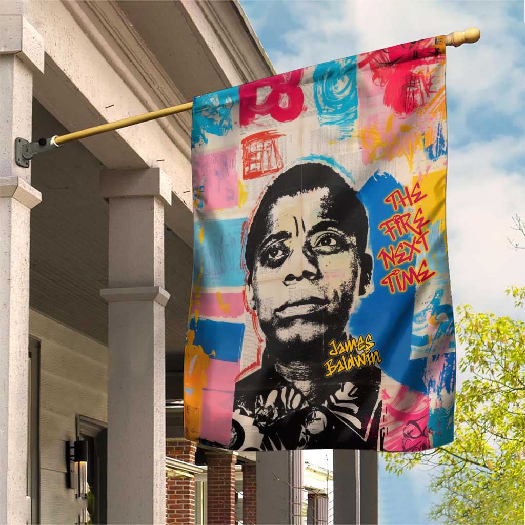 James Baldwin Garden Flag Colorful Graffiti Style Portrait The Fire Next Time Text Bold Civil Rights Tribute - African Pride