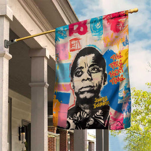 James Baldwin Garden Flag Colorful Graffiti Style Portrait The Fire Next Time Text Bold Civil Rights Tribute - African Pride