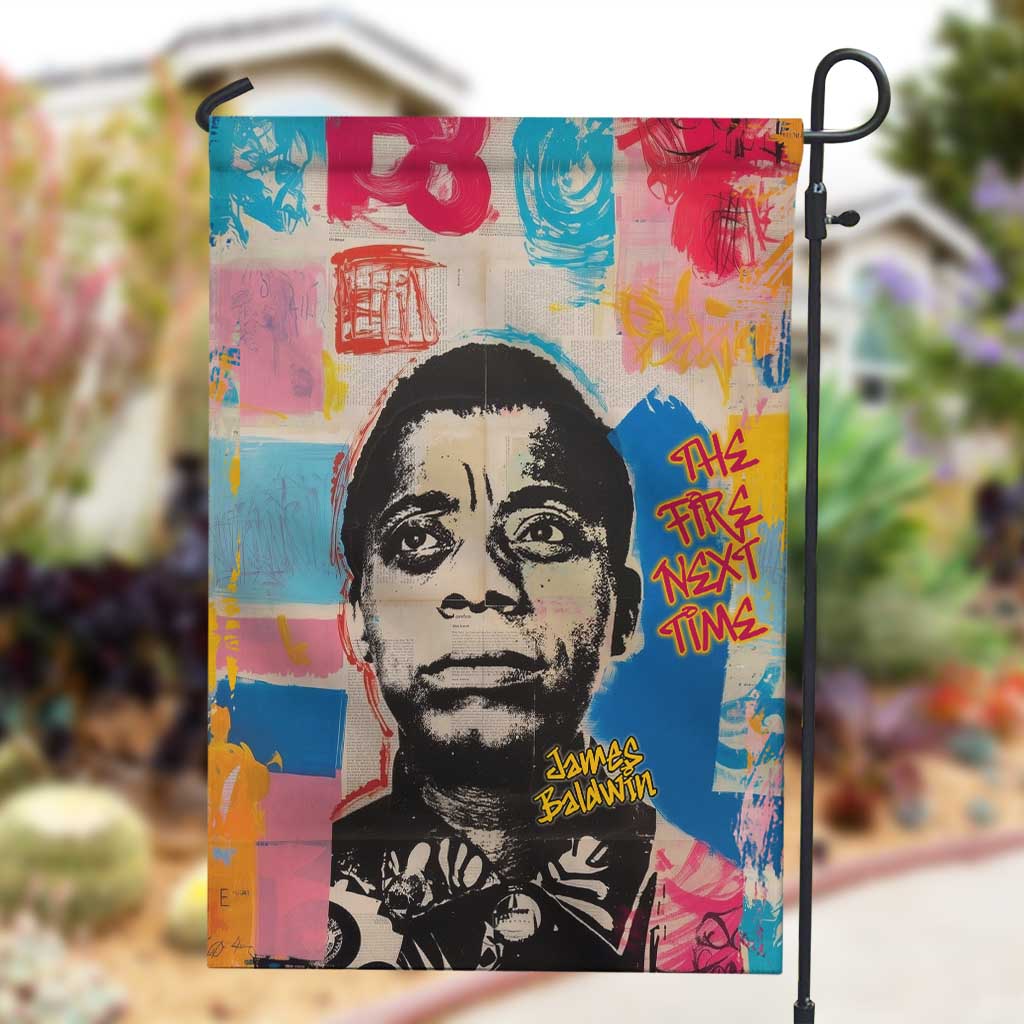 James Baldwin Garden Flag Colorful Graffiti Style Portrait The Fire Next Time Text Bold Civil Rights Tribute - African Pride
